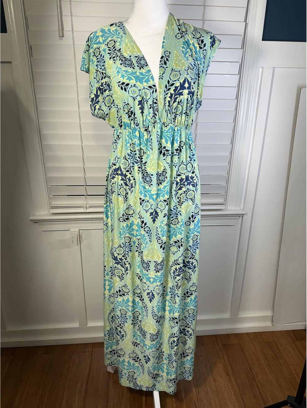 Ambrielle Women's S Maxi Dress Paisley Floral Print V-Neck Sleeveless